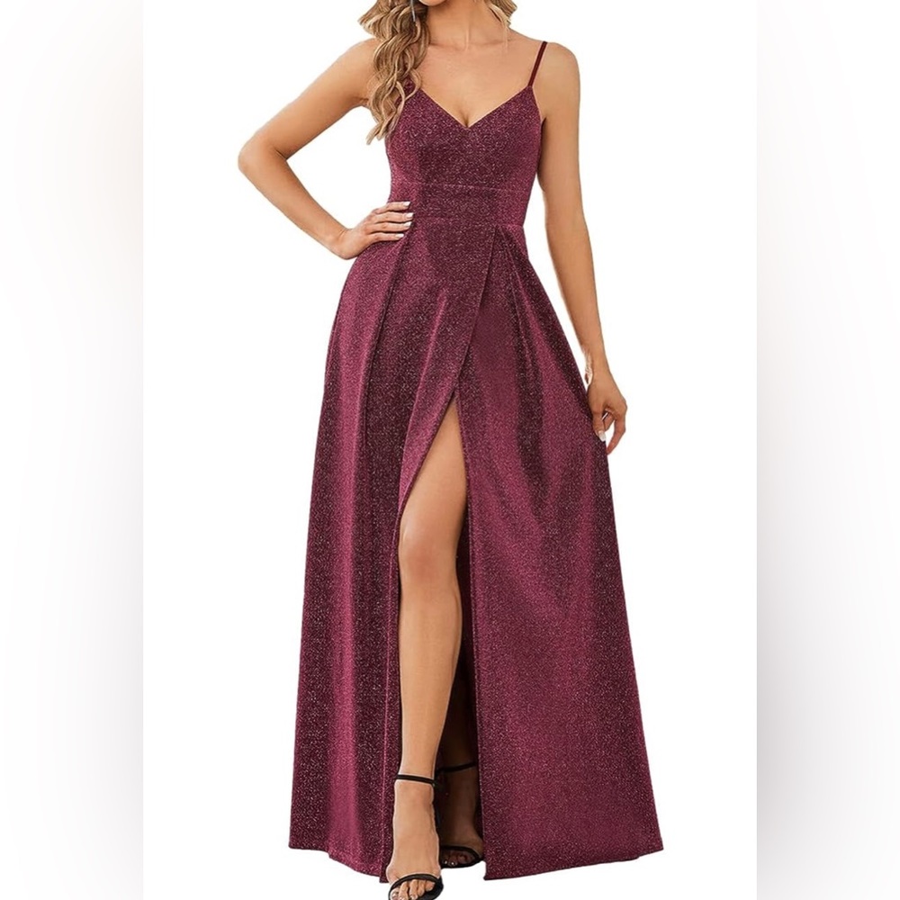 Ever-Pretty Women's V-Neck Sleeveless Slit A-Line Maxi Gown